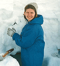 Helen finishing up the cave.